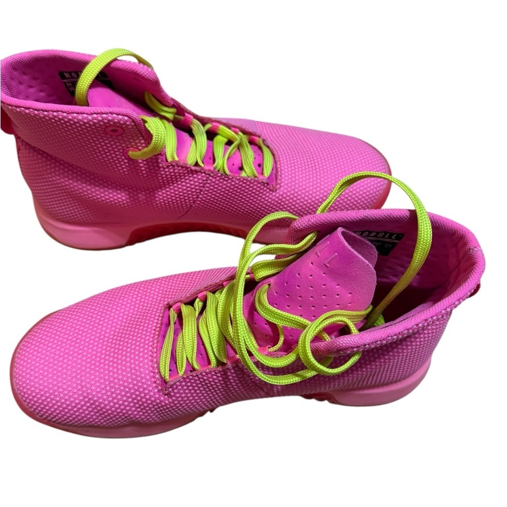 Vibrant Pink and Neon Green High-Top Sneakers - Picture 13 of 16